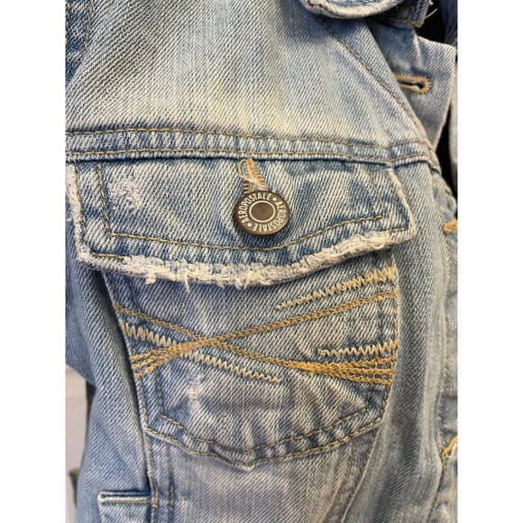 Aeropostale Y2K denim jean jacket Medium light wash distressed Cotton - Picture 6 of 12